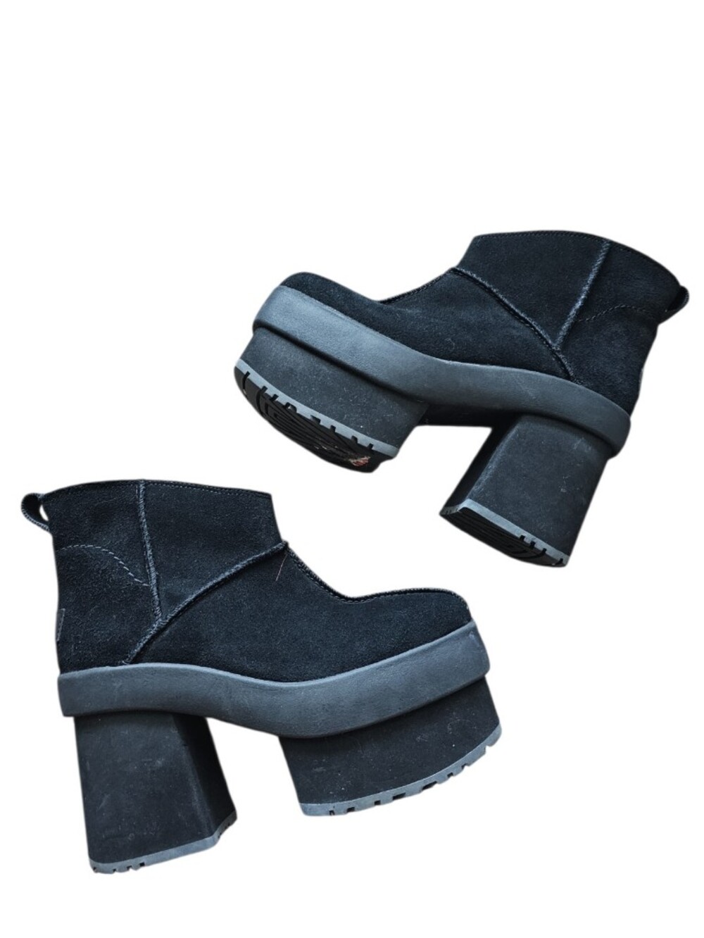 UGG Women's Black Platform Chunky Heel Ankle Boots Size 8
